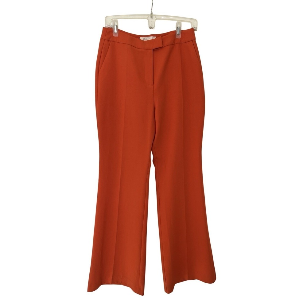 Anthropologie Exquise Women's Dress Pants Flare Red Orange High Rise MED‎ NEW